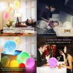 3D Moon Lamp 15cm with Wooden Stand | 7 Color Changing LED Touch Sensor Night Light | USB Rechargeable Moonlight Table Lamp for Bedroom, Kids, Home Décor, and Festival Gifts - Image 9