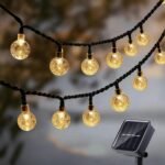 Solar String Lights Outdoor Waterproof IP65 9.3 Feet Patio Lights with 20 LED Crystal Globe Hanging Light for Backyard Porch Balcony Party Decor, Wedding,Party,Camping